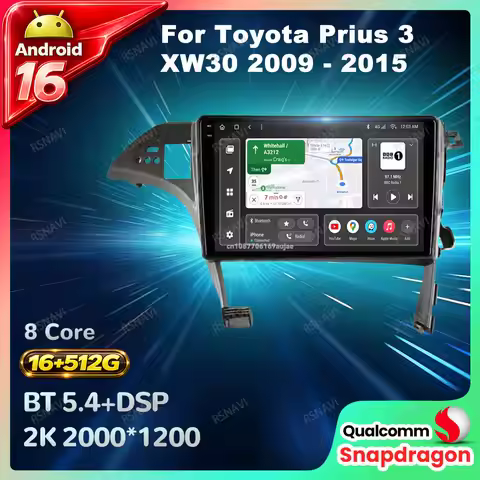 Car Radio Android 16 For Toyota Prius 3 XW30 2009 - 2015 Multimedia Qualcomm Viedo Player Wireless C