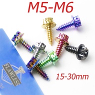 FLAWLESSTI M5×15-25 M6x15-30 Gr5 Titanium Self-Tapping Screws Bolt For Yamaha Xmax 300 Nmax V1 V2 15