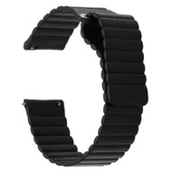 全城熱賣 - 適用於三星Gear S2 / Active 2 智能手錶錶帶通用20mm磁吸扣皮革替換腕帶錶帶（黑色）