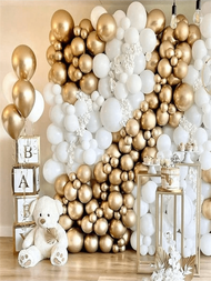 Conjunto de 260 piezas de globos de platino para la decoración de fiestas, que incluye fondo de cumpleaños, decoración de escenas de bodas/pedida de mano