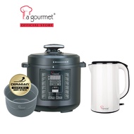 La gourmet Healthy Pressure Cooker 6L Ceramic Pot (FREE Healthy Seamless Electric Kettle 1.8L - Pear