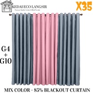 X35-Modern Color, LANGSIR RAYA MIX COLOUR Kain Tebal (Free Eyelet / Free Ring) 85% Blackout Curtain-Pink+ Silver Grey