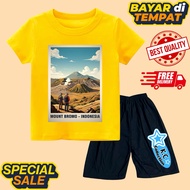 Unisex children's t-shirt set with t-shirt motif pants, typical mountain souvenir Bromo / mount Brom