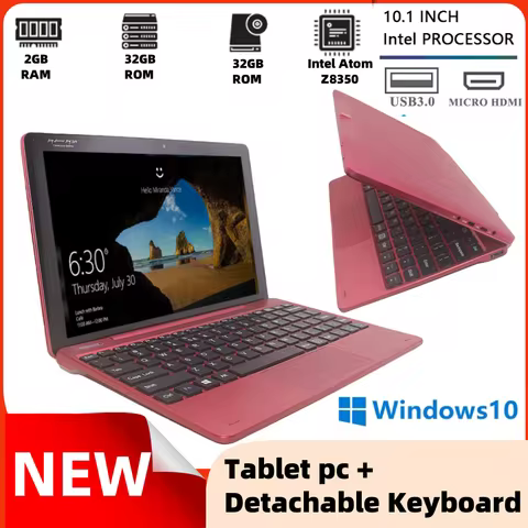 2GB RAM 32GB ROM 10.1" 2in1 Windows 10 Tablet With Detachable Keyboard 64Bit Intel Atom Z8350 Quad C