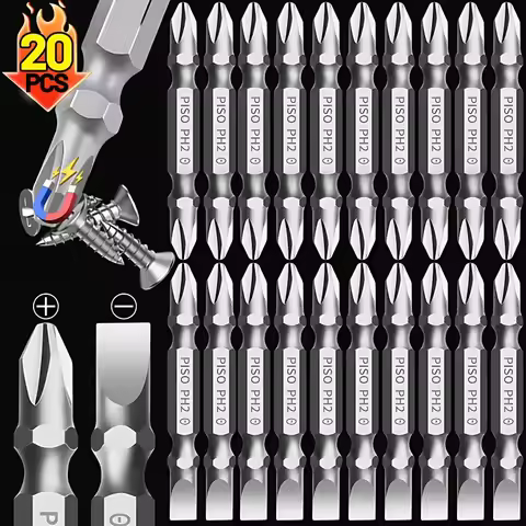 PH2 Cross Slot Magnetic Screwdriver Bits S2 Steel Magnetic Double Head Torque Batch Head Drill Bit E