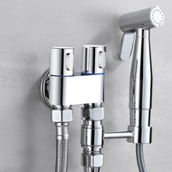 FULL set copper three-way angle valve Tap Bathroom Faucet with Bidet Spray Holder and Flexible Hose Sprayer Set Sanitary flusher