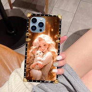 Golden haired woman Pattern Square Protective Cases Casing Redmi Note 13 A3 12 Note11 11s Note10 Not