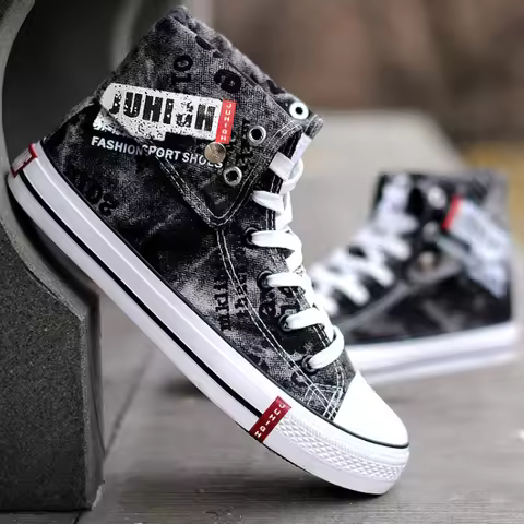 Men's Casual Shoes Blue Vulcanized Canvas Shoes for Men High Top Sports Shoes Breathable New Men Den