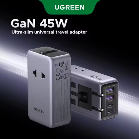 UGREEN Universal Travel Adapter GaN 45W Fast Charger Worldwide With 2 Type-C 2 USB Ports for US EU U