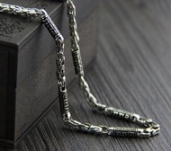 真正的 S925 純銀 5 毫米粗鏈項鍊，無吊墜雕刻