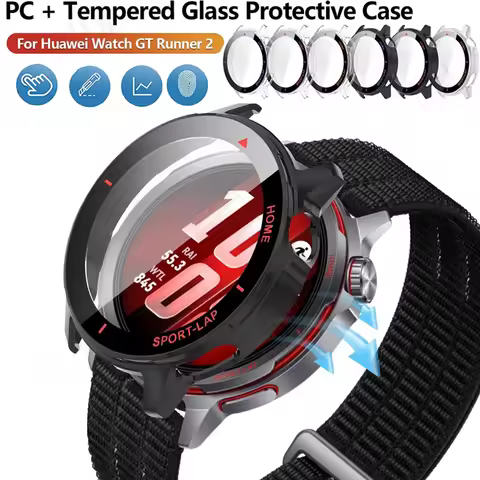 Tempered Glass Screen Protector For Huawei Watch GT Runner 2 PC Case Protective Bumper Cover Shell F