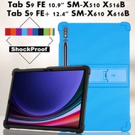 Samsung Galaxy Tab S9 FE+ 12.4" X610 X616B Tablet Case Shockproof Soft Silicone Case Stand Cover for