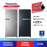 Panasonic 2 Door Inverter Fridge (610L) NR-TZ601BPSM | NR-TZ601BPKM ; Top Freezer Refrigerator