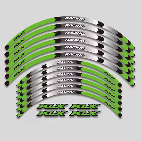 21"18" RIM Wheel Stripes Reflective Waterproof Tire Decals Set For Kawasaki klx 250 300 230 400 400R