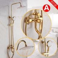 ☘️MHGolden Shower Antique Shower Head Set European-Style Copper Bathroom Hot and Cold Shower Faucet American Gold Plated