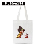 TWCute Princess Canvas Bag Cute Cartoon Princess and Little Cute Pet Printed Portable Canvas Bag Kor
