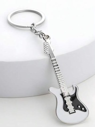 1入創意吉他鑰匙扣,金屬漆面,適用於鑰匙、袋子、背包等,獨特音樂迷禮物