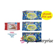 FIFFY Baby Wipes 3X100S FOC Fragrance Free Wipes 98-140 (100s x 3+30s)