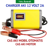 Charger Aki 12 Volt Otomatis Cas Aki Mobil Motor Casan Aki Terbaik 12V 2A Bisa Aki Kering Aki Basah