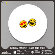 Smiling Heart and Tear EmblemGTR 3 cm Embossed 3D Emoji Logo Cool Cute Variation Accessories