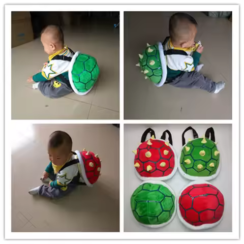 4Style 30cm Anime Koopa Turtle School Bag Turtle Shell Green Bowser Toys Backpack Kawaii Birthday Gi
