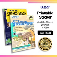 175gsm Matte Sticker Paper & Kraft Sticker Paper A4 Size for Label and Sticker (20sheets)