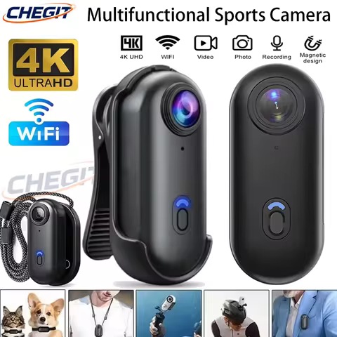 4K WiFi Mini Action Camera 1080P POV Pocket Vlog Cam Magnetic Mount Recorder for Helmet Motorcycle B
