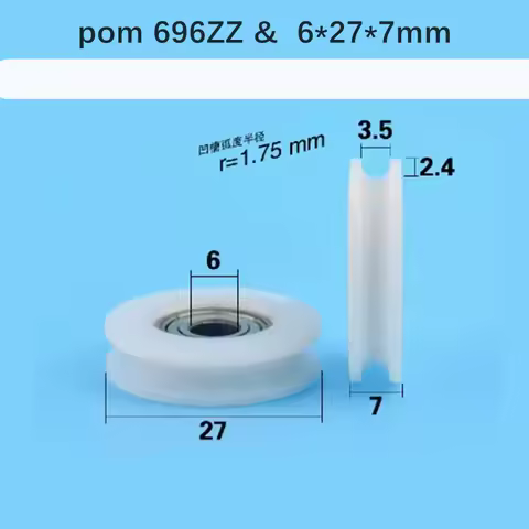 5pcs 696zz& 6x27x7mm Pulley Bearing Rubber Bearing U Groove Pulley Door And Window Pulley Bearing