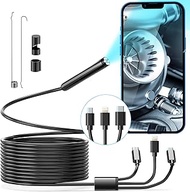FOXOLA Wireless Endoscope, Wi-Fi Industrial Borescope with 6 LED Lights, 7.9mm Type-C USB Snake Camera, Waterproof IP67 Inspection Camera for OTG Android, iPhone (10ft, USB Powered) black W300-B