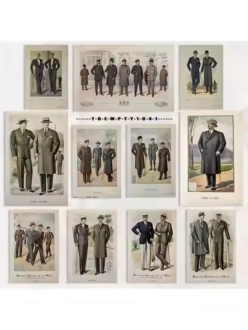 1930s London New York Paris Gentleman Dressing Poster Canvas Printing 1930s Men Fashion Wall Decor M