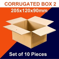【packing shop] Corrugated Box 2 (20.5x12x9cm) Set of 10 Pcs
