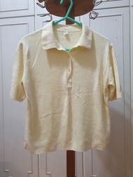 Uniqlo 女裝淺黄色短袖襯衫 (L大碼)
