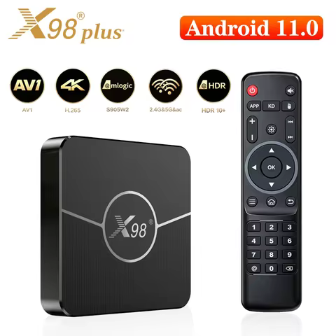 X98 Plus Smart TV Box Amlogic S905W2 4K UHD AV1 Dual WiFi BT5.0 4GB+64GB 100M LAN Smart Streaming Me