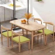 {Sg Sales}Dining Table Small Apartment Home Modern Minimalist Dining Table and Chair Leisure Fast Dining Room Table and Chair Combination Dining Table Long