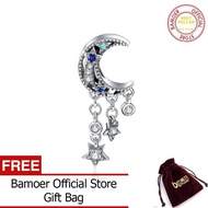 BAMOER จัดส่งฟรีตุลาคมของแท้925เงินสเตอร์ลิงประกาย Moon พู่จี้รูปดาว Fit สร้อยข้อมือเดิมสร้อยคอเครื่