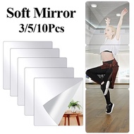 3/5/10Pcs 3D Thicken Soft Mirror Stickers/Bathroom DIY Acrylic Wall Mirror Tiles