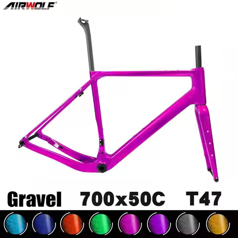Airwolf Carbon Gravel Bicycle Frame 700C*50C UDH Cyclocross Bike Frame T47 Disc Brake Cycling Gravel