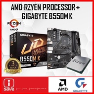 Gigabyte B550M K B550 AM4 DDR4 Motherboard +  AMD RYZEN 3 / RYZEN 5 / RYZEN 7 / RYZEN 9 CPU COMBO B5