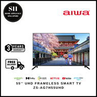ทีวี AIWA ZS-AG7H55UHD Z SERIES ขนาด 55 นิ้ว LED UHD ANDROID 11 แบบไม่มีขอบ - รับประกันในประเทศ 3 ปี
