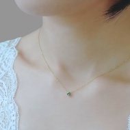 天然沙弗萊石 四爪鑲流動墜 純 18K 白金 黃金 玫瑰金 項鍊鎖骨鍊