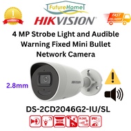 SG Hikvision DS-2CD2046G2-IU/SL 4MP AcuSense Strobe Light and Audible Warning 2.8mm Fixed Mini Bulle