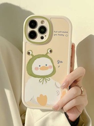1只gucadi可愛半透明鴨紋手機殼,乳白色和綠色可用,適用於多種型號,如iphone 11、huawei P30 Pro、小米redmi Note 11等