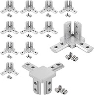 Oungy 12 pieces 3-way aluminium profile connector for aluminium profile 30 x 30, corner connector wi