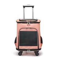 MH Pet Outing Trolley Case Large Capacity Summer Breathable Cat Backpack Dog Luggage Detachable Cat Cage