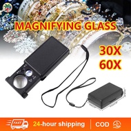 Handheld Magnifying Glass Tools, Foldable 3 in 1 30X 60X Magnifier Tools, Loupe With LED UV Lighted