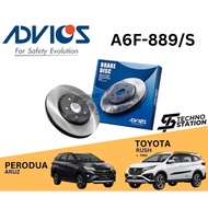 AISIN ADVICS Heavy Duty A6F-889/S Brake Disc Rotor Set Toyota Rush F850 Perodua Aruz (FRONT)