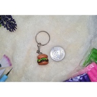 Mini Burger Keychain Polymer Clay - Food Miniature