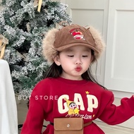 Yk2 style unisex feather hat with cotton lining for babies, head circumference 48-52cm