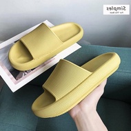 COD SDFGERGRTY Yeezy Men's Slippers Summer Wear Korean Version Trend Personality Thick Bottom Outdoor White Beach Home Anti-skid Soft Bottom Word Drag
