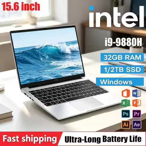 Laptop Intel Core I9 Ultra Slim Gaming Laptop New 15.6" i9-9880H 32GB RAM 2TB SSD 1920*1080 Office S